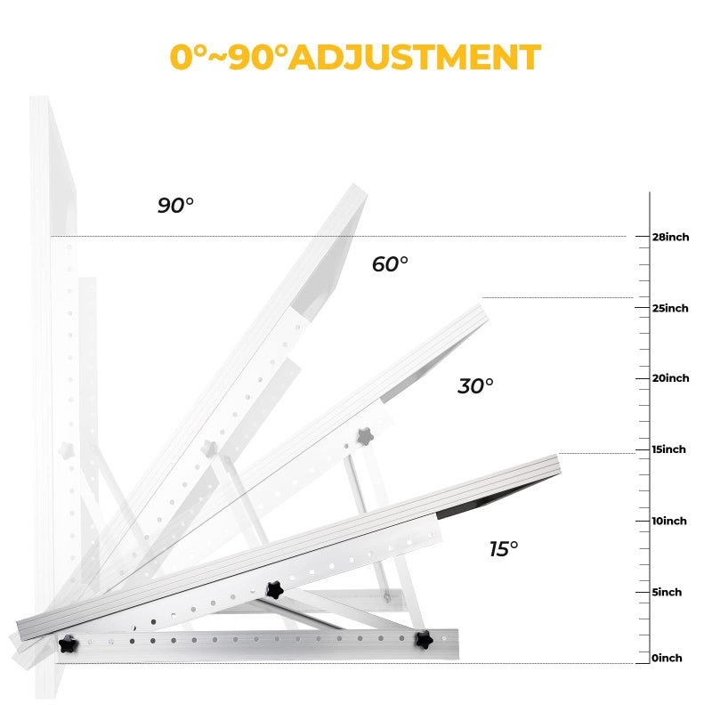 BougeRV 28in Adjustable Solar Panel Tilt Mount Brackets with Foldable Tilt Legs, Solar Panels Mounting Support up to 100 150 200 Watt Solar Panel for Roof, RV, Boat, and Off-Grid - Image 3